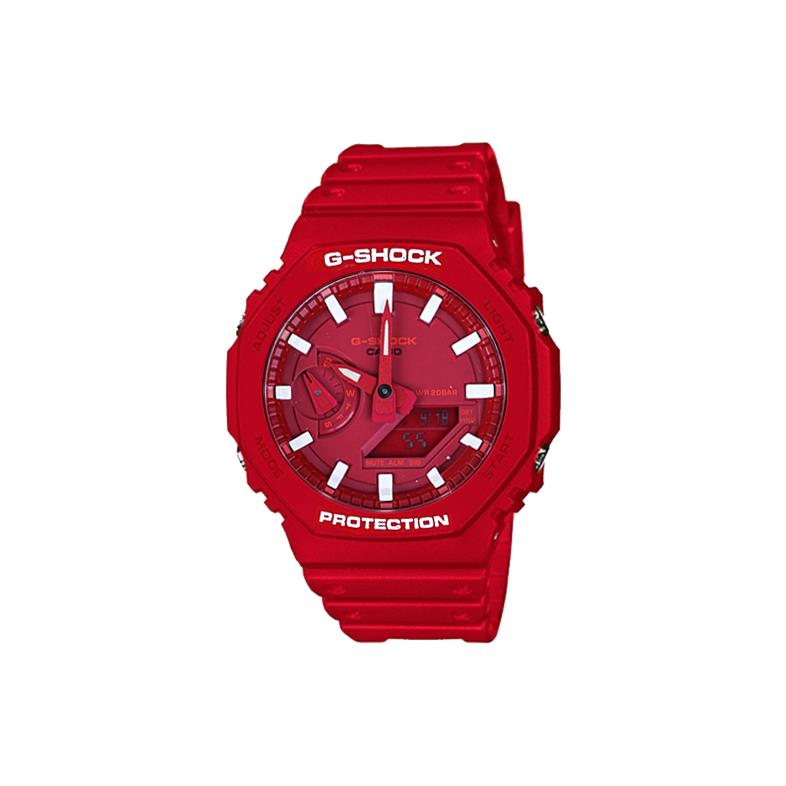 

CASIO Unisex Liquid Crystal/Analog Dual Display Series Red Watch GA-2100-4A- Regular Watch Box