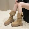 Giant beauty~ thick-soled long tube two wear small inner height-increasing medium tube knight boots Maillard western pile boots women