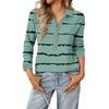 Women's Retro Street Lazy V,neck Long Sleeve Button Striped Pullover Top