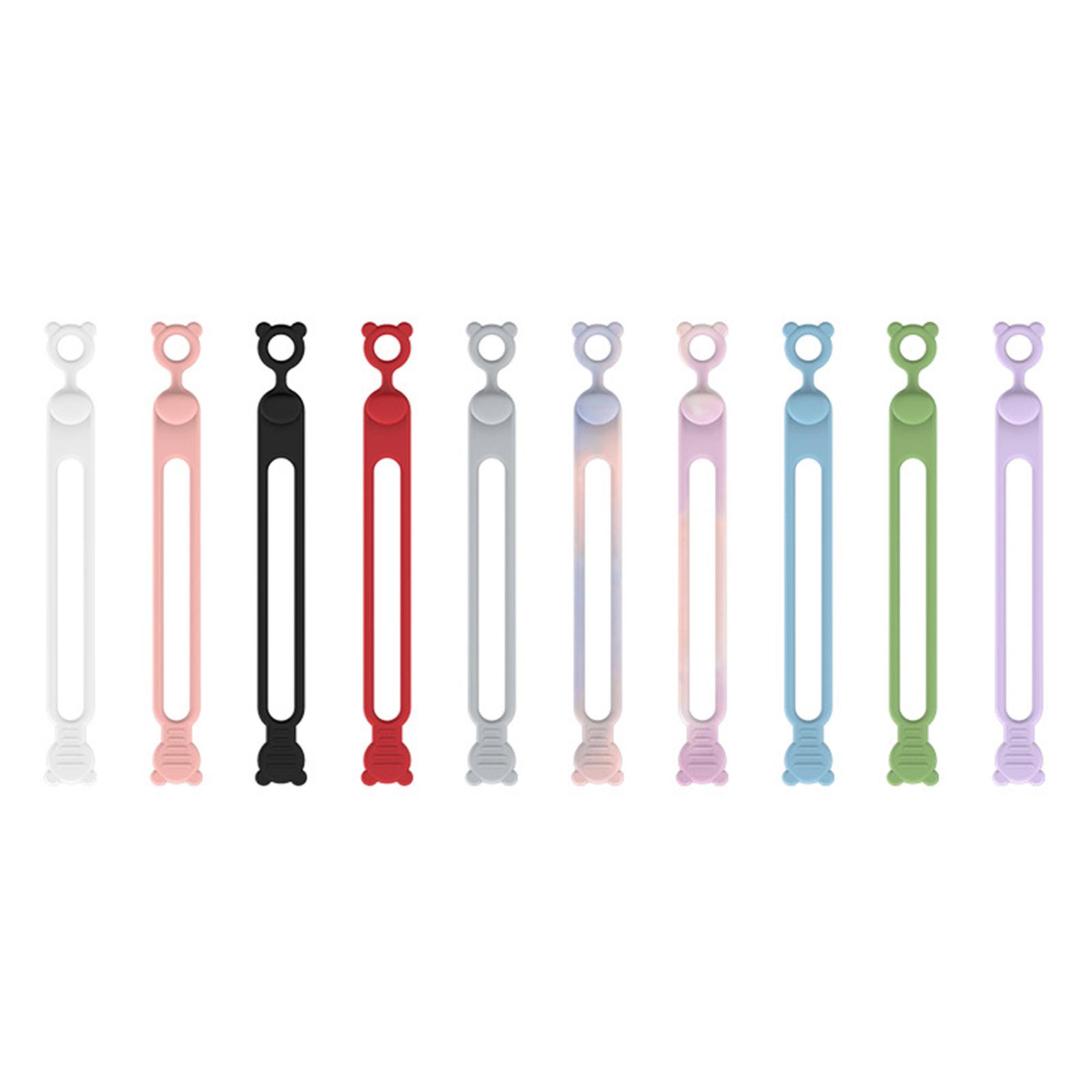 

10 шт. Силіконові кабельні стяжки Організатор для укладання кабелів Організатор еластичних шнурів Тримач для кабелів для дому, офісу, кухні