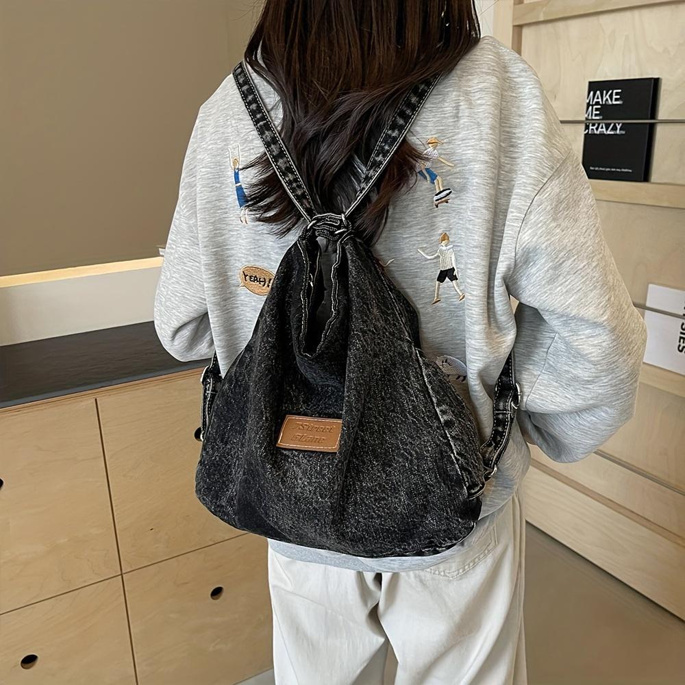Casual Large Canvas Two Ways To Wear Tote Bag For Women Adjustable Strap Zip Closure Polyester Lined Multi-Functional Travel Backpack