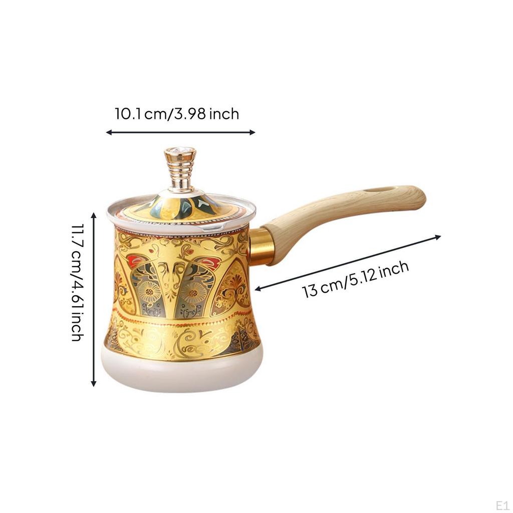 Kaffeekanne mit langem Griff im Vintage-Stil aus Edelstahl mit dekorativem Muster Teekanne 720ML