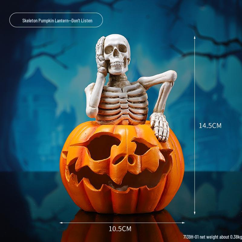 Cross-Border Halloween Skull Resin Ornament - Ghost Festival Decoration for Desktop and Entrance