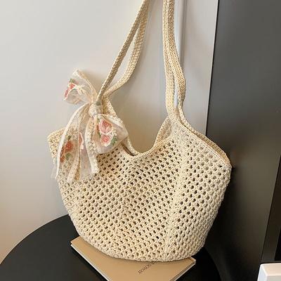 Artistic and Fresh Hollowed-out Tote Bag Casual and Vacation-style Large-capacity Single-shoulder Bag