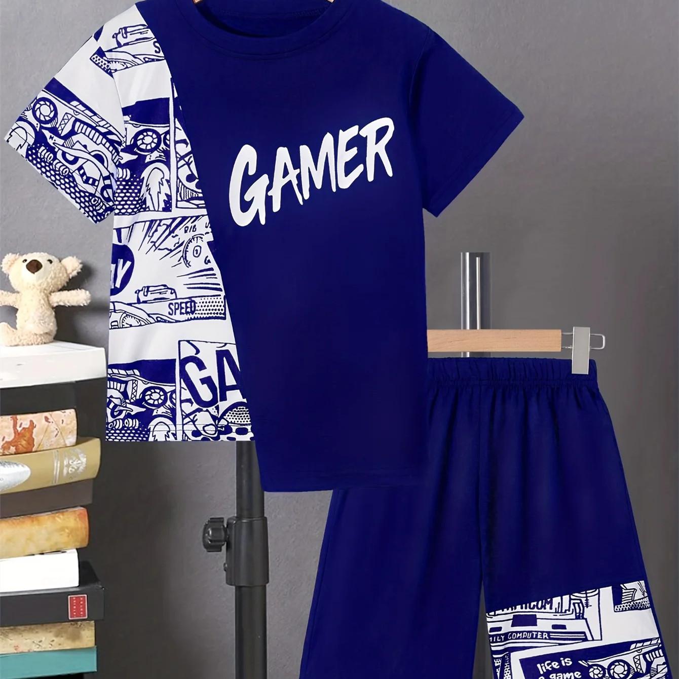 

Летняя мужская футболка с 3D-принтом для мальчиков и девочек, короткий рукав + шорты 6XL