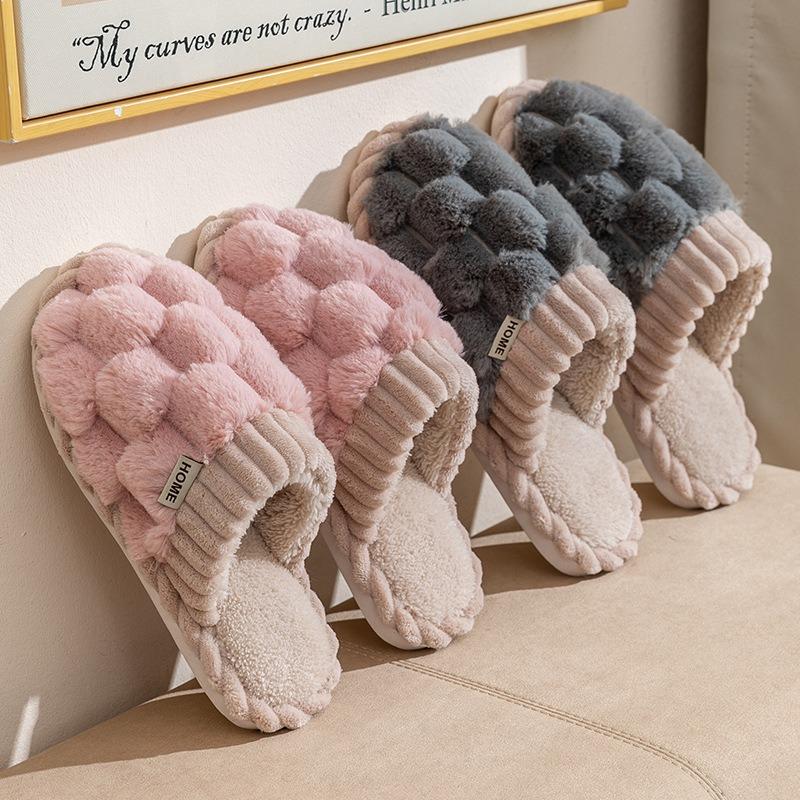 New autumn and winter cotton slippers women's home household couple indoor and outdoor warm thick-bottomed fluffy slippers men