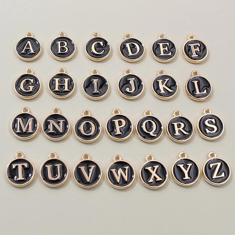 26pcs 12x14mm A-Z Letter Charms Enamel Alphabet Initial Letter Charms Pendant Handmade DIY Bracelet Jewelry Making Accessories