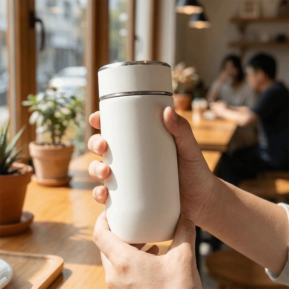 Portable Thermos Water Bottle with Tea Filter Tea Brewing Cup Fashionable Coffee Mug Travel