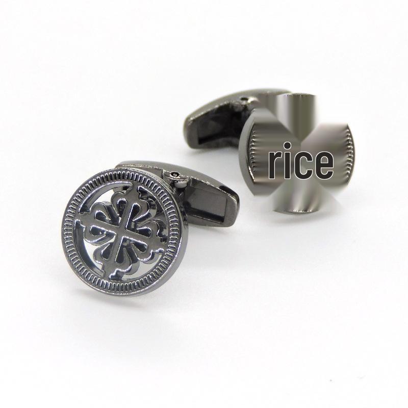 

Gold Cross & Anchor Cufflinks - Laser-Checkered Copper Material with Window Flower Design