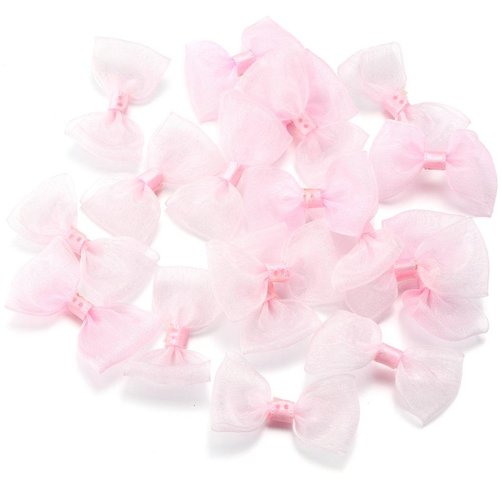 

20PCS 2.5*5cm Size Colored Ribbon Bows Gauze Ribbon Sewing Craft Bow Party Decoration Pink