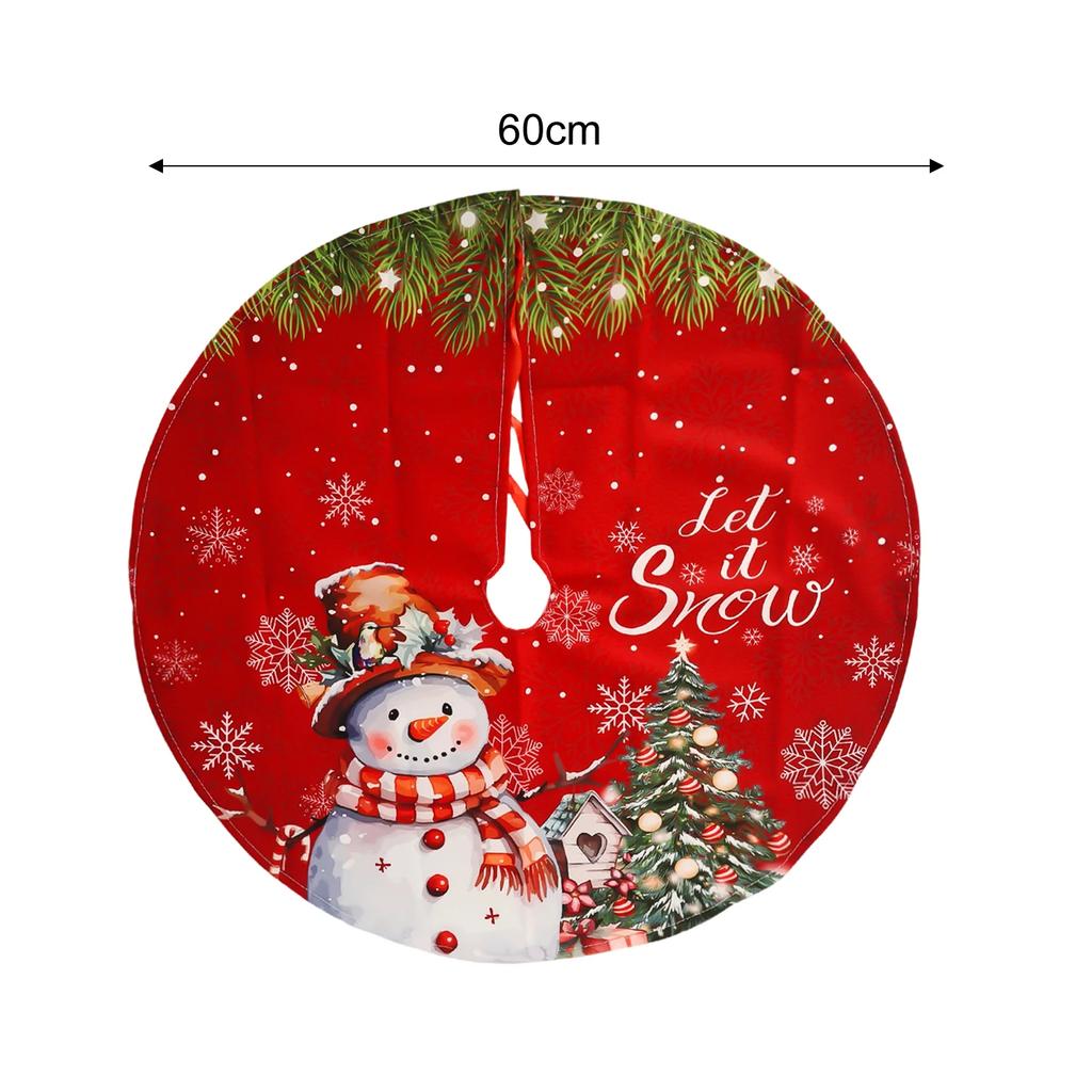 Large Christmas Tree Skirt Red Xmas Tree Foot Covers Santa Claus Snowflake Snowman Carpet Base Mat Party Decor Supplies 60x60cm