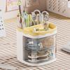 Practical Multi-Functional Desk Organizer Pen Holder Double Layers Rotating Pencils Storage Rack Student Cosmetics Storage Shelf