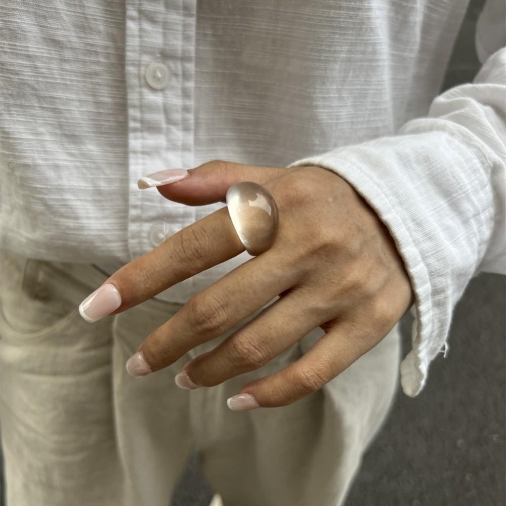 Multicolour Transparent Resin Ring Dome Irregular Ring Retro Acrylic Geometric Ring  Girls
