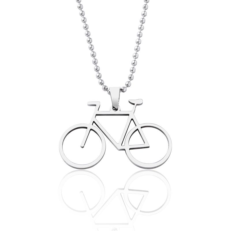 Hip Hop Men Bicycle Pendant Necklace Fashion  Plated Stainless Steel Necklace Jewelry Accessories