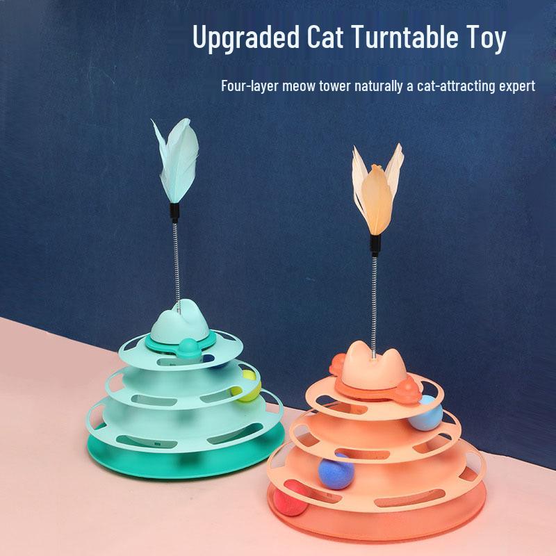 Self-Play Cat Teaser Toy: Turntable Ball & Bite-Resistant Stick for Kitten Boredom Relief