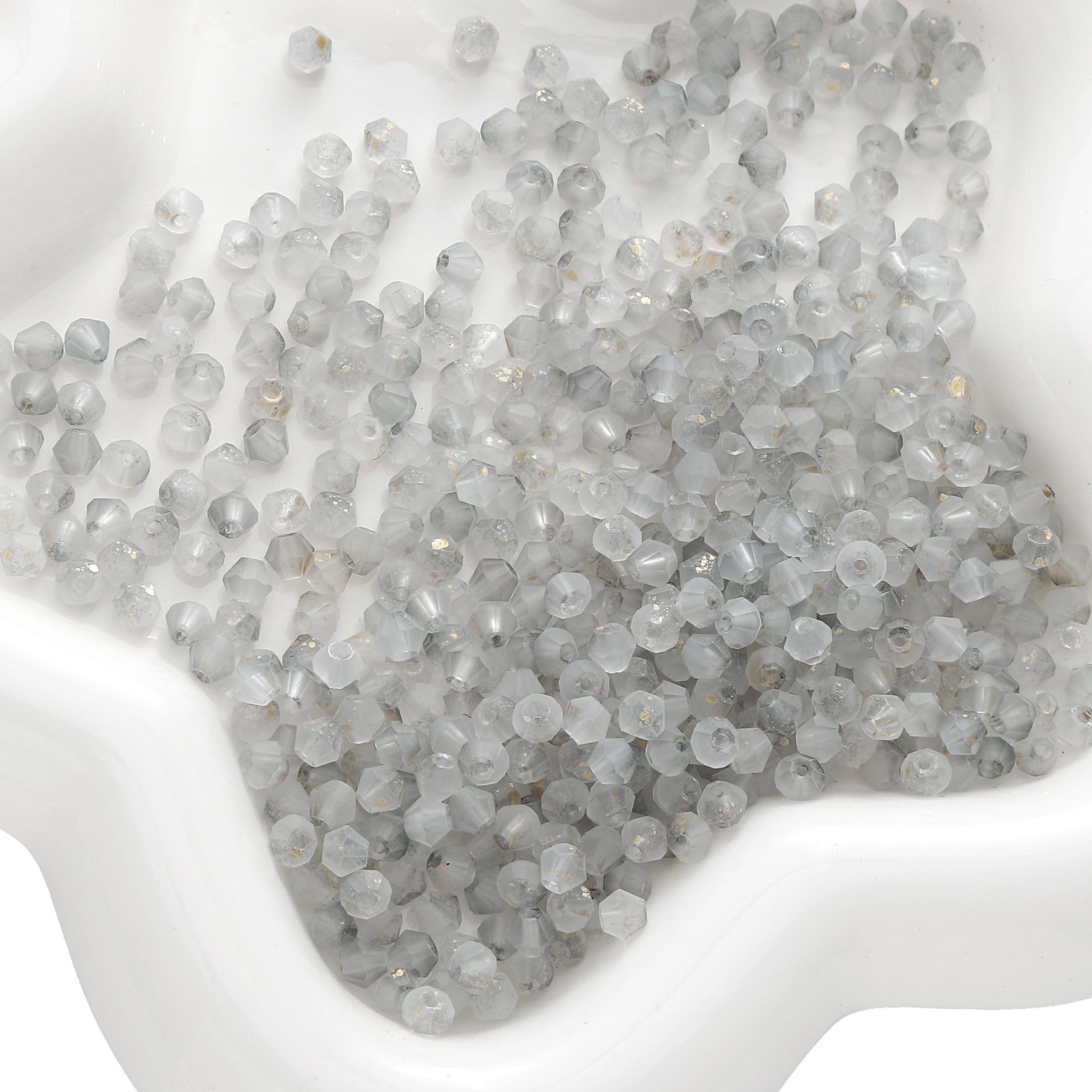 

6300 шт. Двусторонние ограненные стеклянные бусины с эффектом инея, бусины-бисер для изготовления браслетов, ожерелий и ювелирных изделий своими руками серый