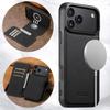 iPhone17ProMax Magnetic Leather Flip Case with Card Slot and Wireless Charging Stand