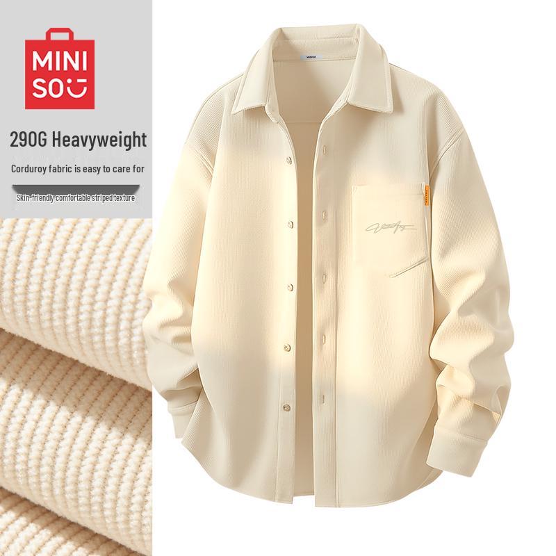 MINISO Men s Textured Corduroy Long Sleeve Shirt XL