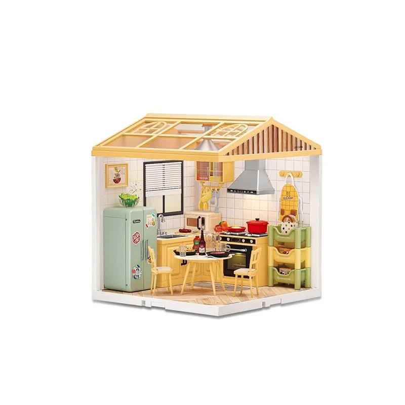 Fai da te Artigianato per Bambini Casa delle Bambole Illuminazione Blocchi da Costruzione Assemblaggio Scena Miniature Giocattoli Casa delle Bambole per Bambini Regali Decorazioni per la Casa