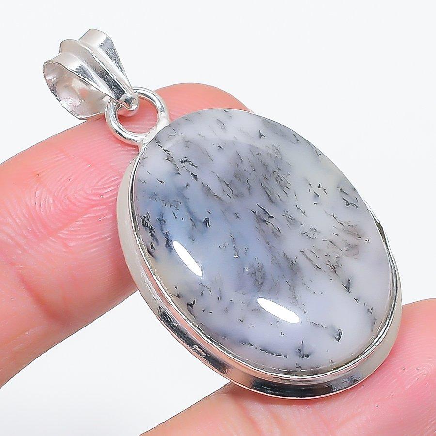 

Natural Dendrite Opal Gemstone 925 Sterling Silver Jewelry Pendant 1.85 v9d84