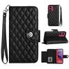 6-Color PU Leather Diamond Check-Patterned Wrist Strap Wallet Phone Case for Motorola Moto E13,E20,E30,E40,Moto G,Moto G Play,G04,G05,G13,G23,G53...