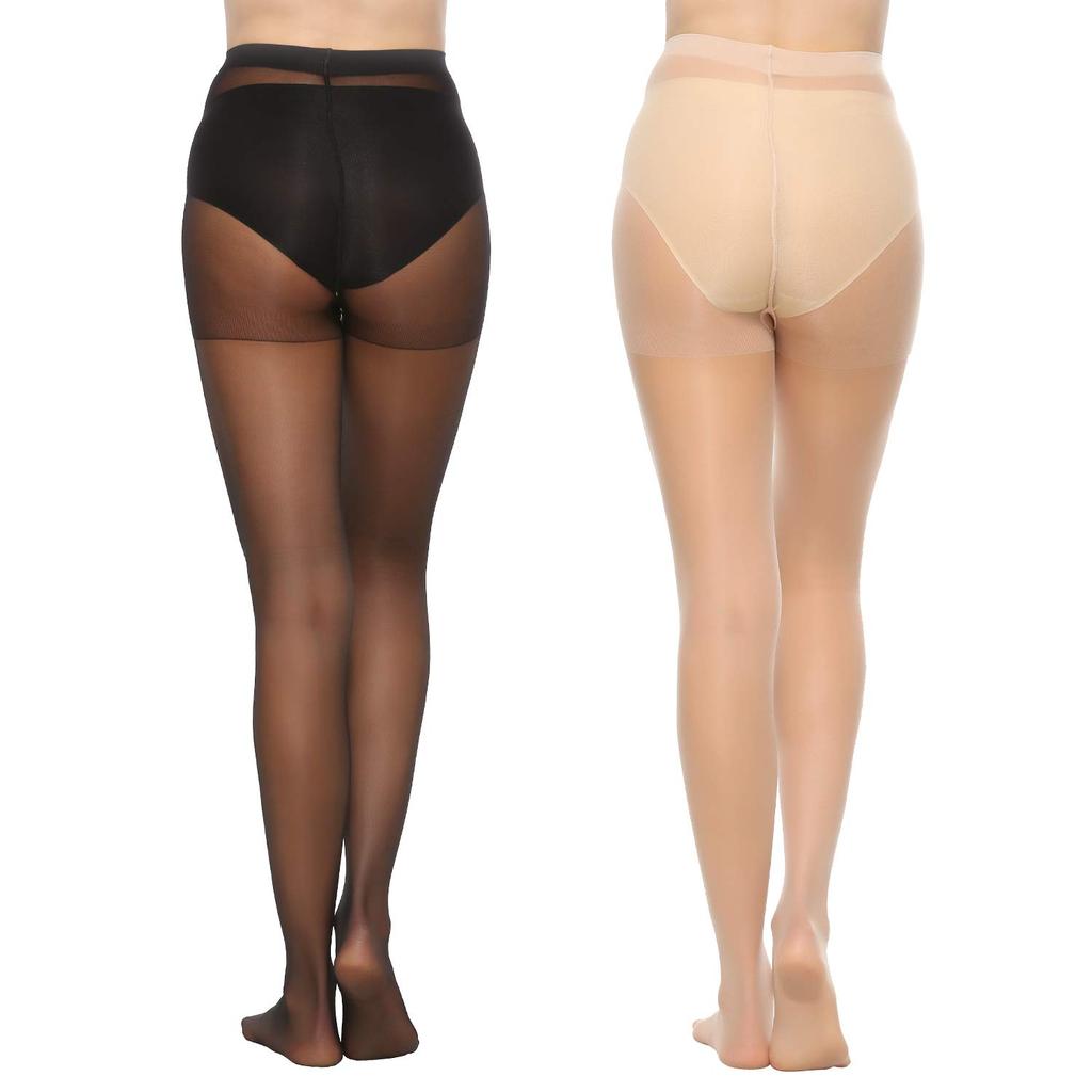 Kave 6 Pairs 20D Women'S Sheer Tights Ultra Thin High Waist Pantyhose Thigh High Stockings Office Ladies Socks Black Stocking
