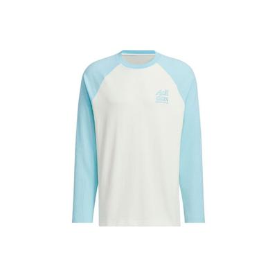 Small Logo Embroidered Color Block Long Sleeve Sports Casual Tee Men Tops Prayer-Blue JI9826