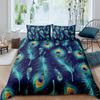 Peacock Feather Print Duvet Cover Bird Feathers Element Bedding Set Ultra Psychedelic Swirl Comforter Cover Colorful Bedclothes
