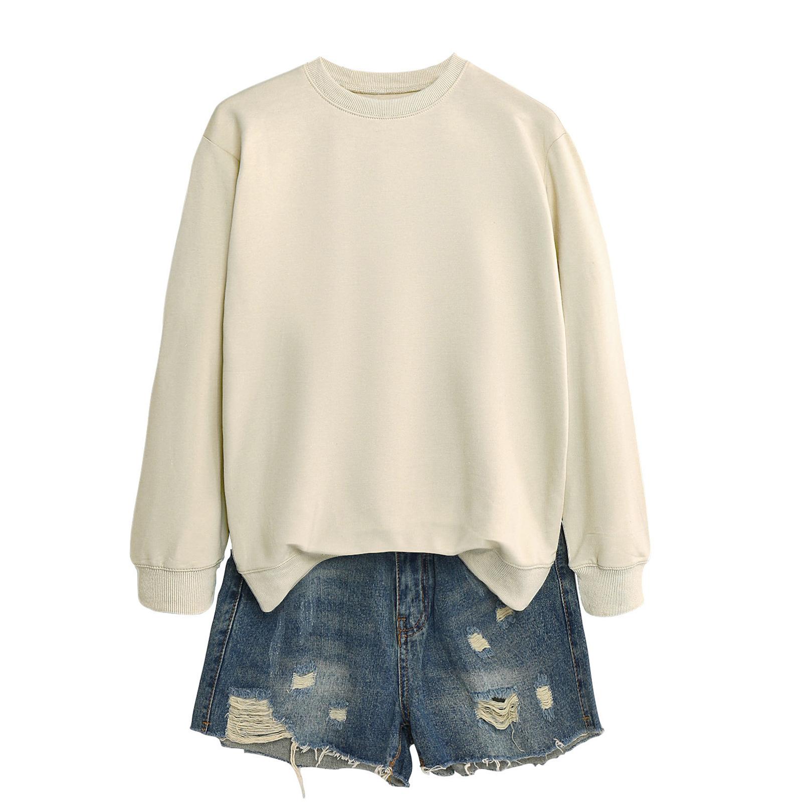 

Жіночий світшот з круглим вирізом, осінній світшот з графікою для відпустки, з довгим рукавом, спущеним плечем, пуловер L бежевий