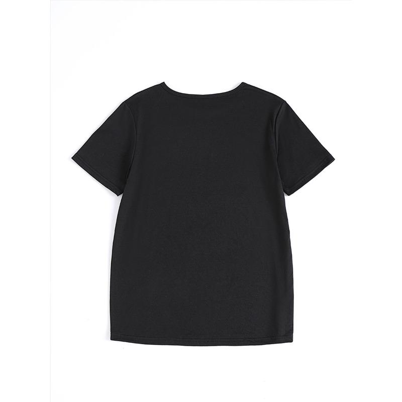 European Sizes Graphic Print T-shirt, Short Sleeve Crew Neck Casual Top for Summer & Spring, Women's Clothing