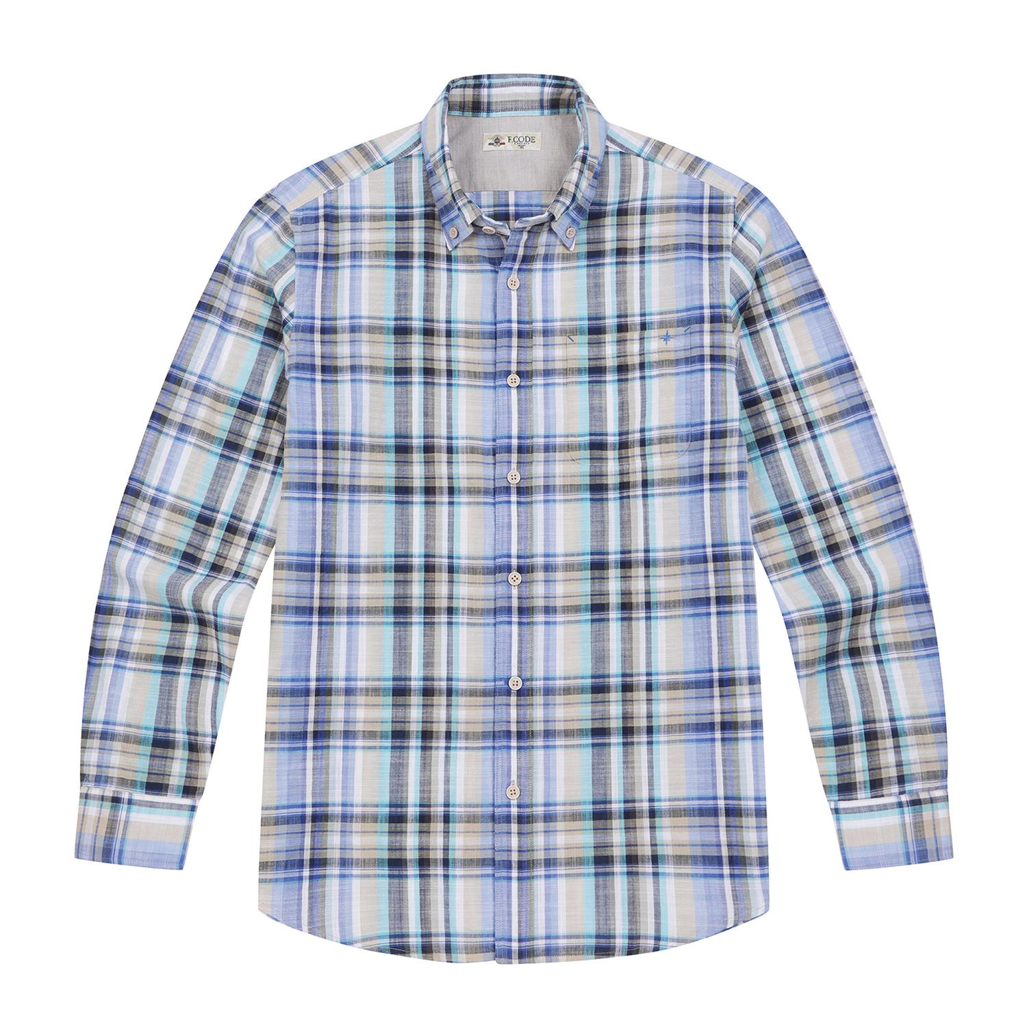 Мужская рубашка с длинным рукавом в синюю клетку Ferraro Milano (Am0Dws15144) Blue.Am0Dws15144/105