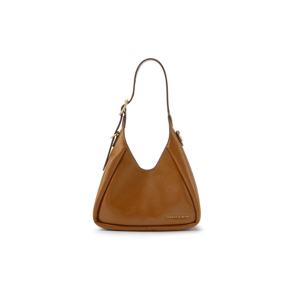 New CHARLES&KEITH Synthetic Leather Portable Crossbody Hobo Shoulder Bag Women's Black/White/Chocolate CK2-40271215