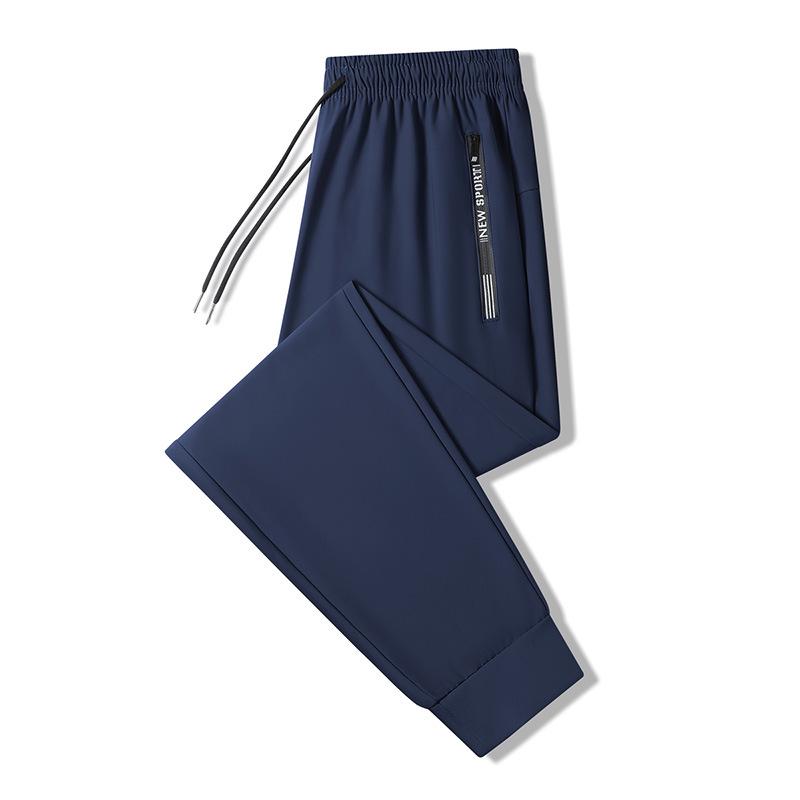 Black Quick-Drying Ice Silk Joggers: Summer Thin, Loose, High-Stretch, Plus Size Casual Sports Pants