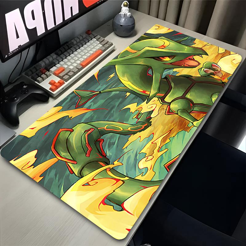 Green Dragon Clouds Mouse Pad XXL PC Japan Anime Rrayquaza Mousepad Laptop Ppokemons Gamer Cabinet Keyboard Rug Cool Desk Mat