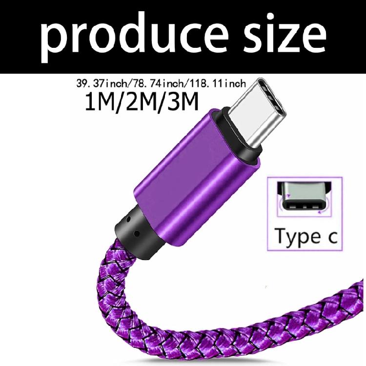 Braided USB C Fast Charge Cable Nylon Cord Flexible 480Mbps for Phones Power Adapters Mobile Device