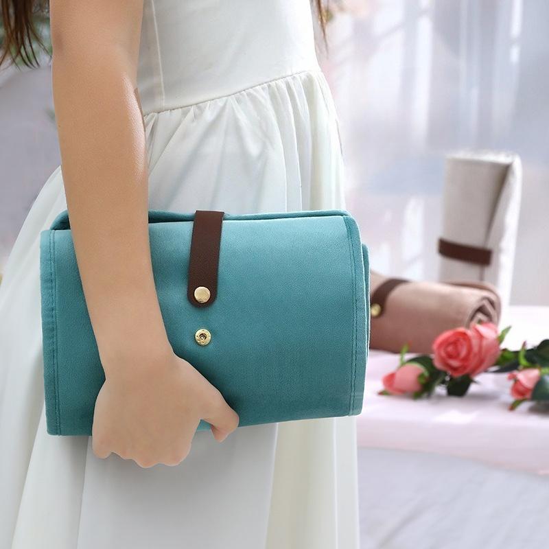 1PC Jewelry Storage Bag Multi Layer Earrings Necklace Organizer Portable Roll Up Design Travel Accessories Pouch