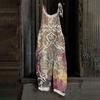 Women's Jumpsuit Floral Vintage Print Casual Loose Retro Cotton Linen Back Pants