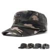 Men's Summer Mesh Breathable Flat Top Army Hat Outdoor Sun Hat Letter Embroidered Camouflage Cap