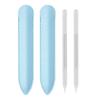 2Pcs/Set Glass Cuticle Pusher Nail File Easy Cleaning Double Sided Glass Manicure Stick with Imitation Leather Case Cuticle Remover Tool