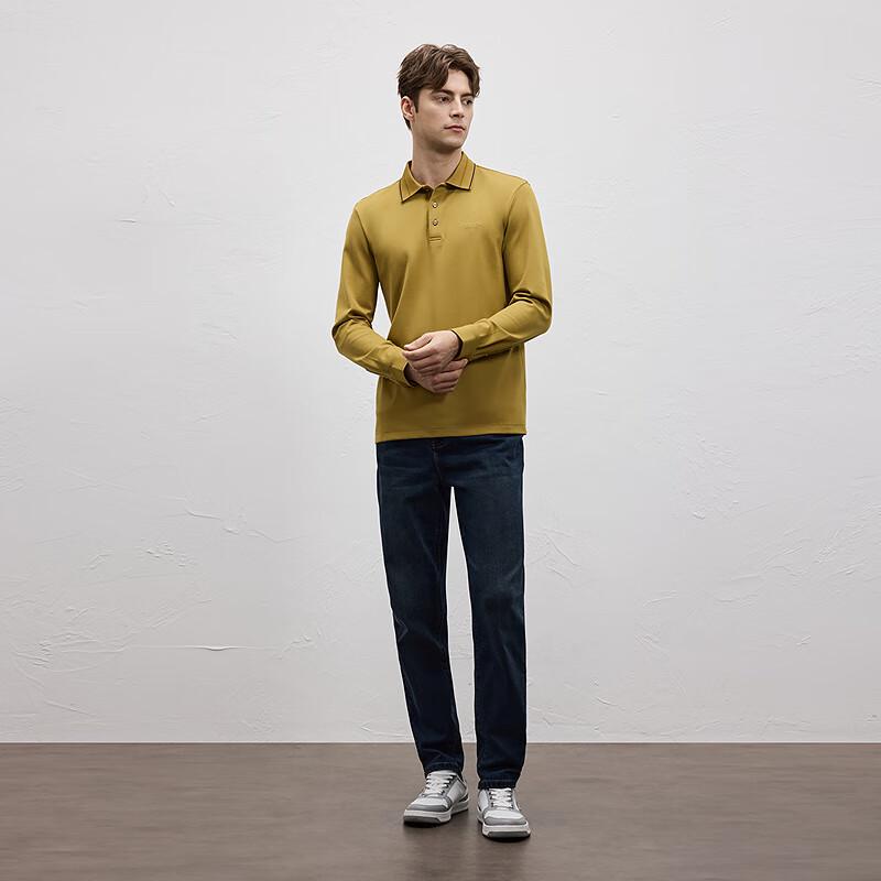 EMZ Men's Skin-friendly Thermal Long-Sleeve Polo Shirt