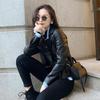Women's Slim Fit Sheepskin Leather Motorcycle Jacket