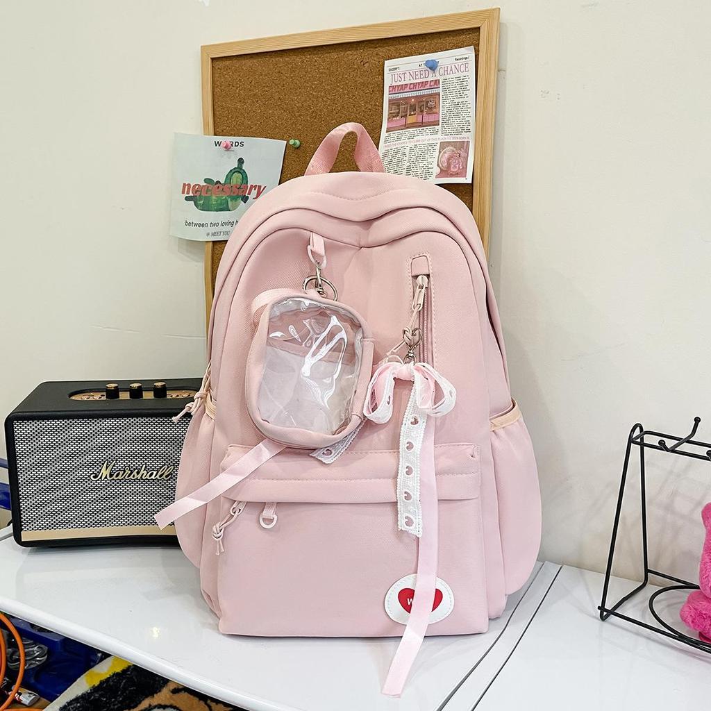 Schoolbagins wind schoolbag Japanese fresh college student schoolbag three-dimensional small bag backpack solid color large capacity backpack