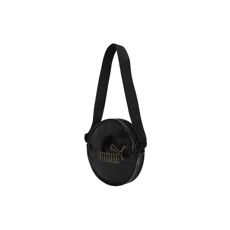 Puma Glossy Basic Synthetic Leather Fabric Round Bag Shoulder Crossbody Bag Regular Women bags Black 078115-01 Black