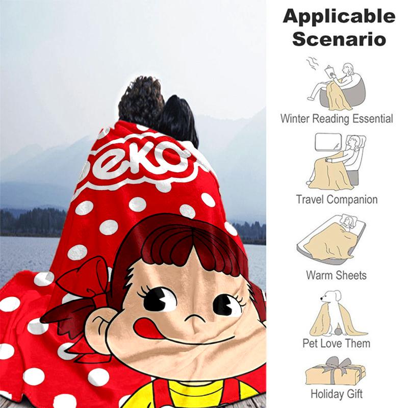 1pc Blanket Peko Chan Print Design, Lightweight Blanket for Sofa, Bed- Soft &Warm, Gift for All Seasons like Christmas, Halloween