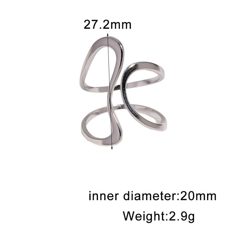 European-American Stainless Steel Hollow Open Ring: Sleek & Modern Design