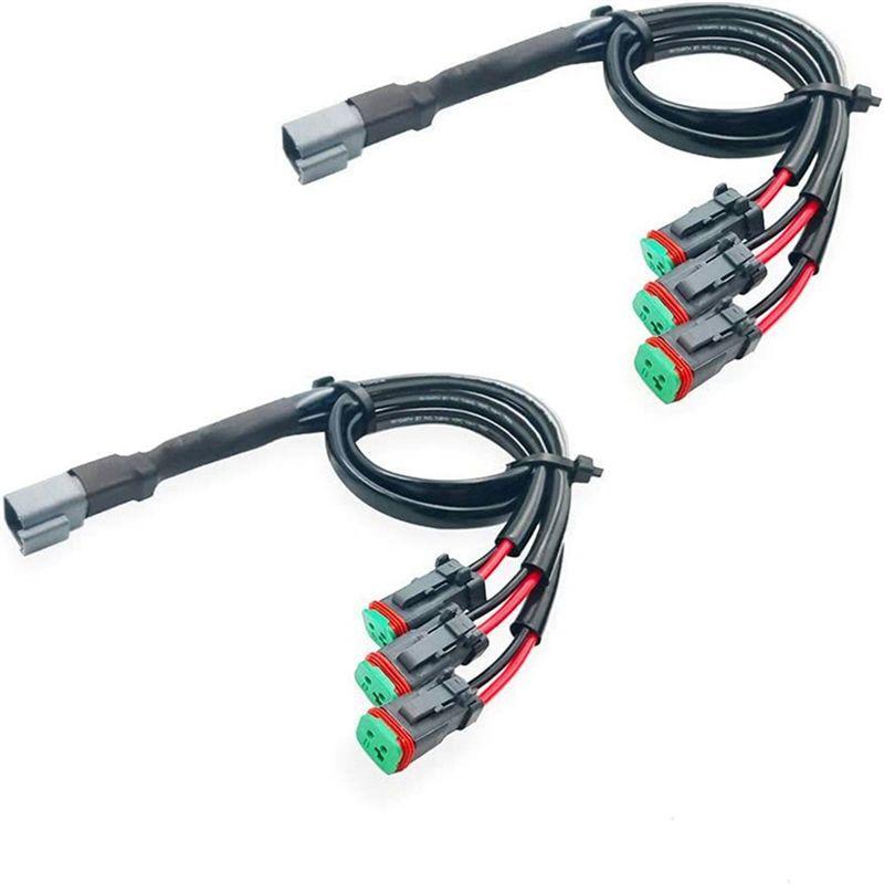2 Lead 3 In1 Deutsch Dual Outputs DT DTM Female Connector Socket Adapters For LED Pod Lights LED Light Bar