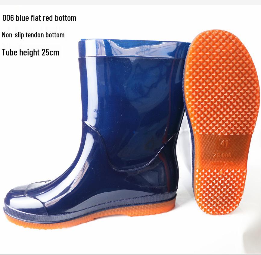 Men's High-Top Non-Slip PVC Construction Rain Boots - Wear-Resistant, Water-Resistant Mid-Calf Rubber Shoes