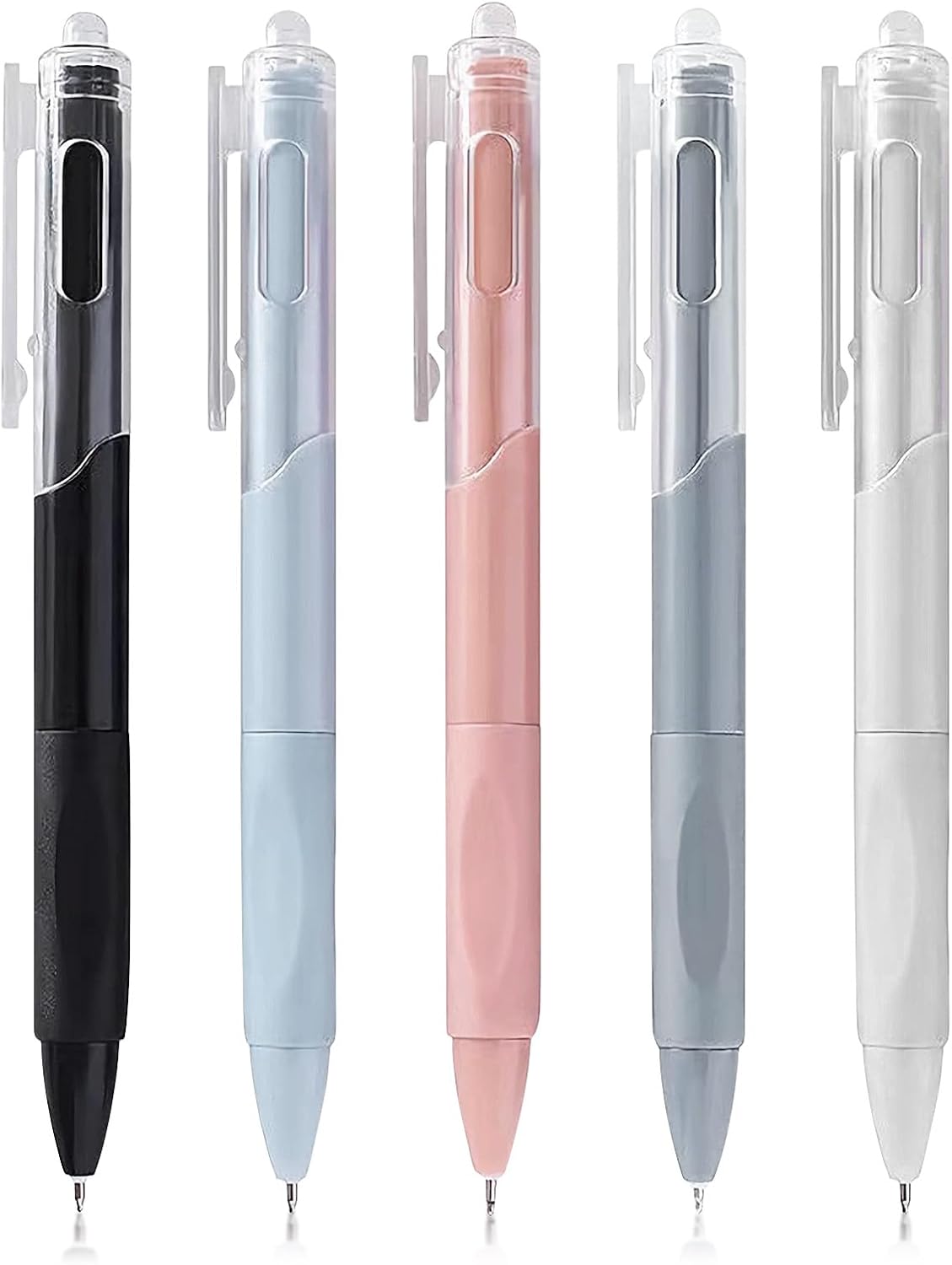 

5 Pack Retractable Gel Pens 0.5mm Quick-Drying Black Ink Smooth Writing Ballpoint Pens for School Office and Stationery Supplies black