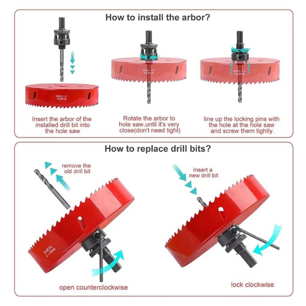 HSS Hole Cutter Wear Resistance Drill Bit Hole Saw Hand Tool 6 Inch Hole Saw  Plasterboard