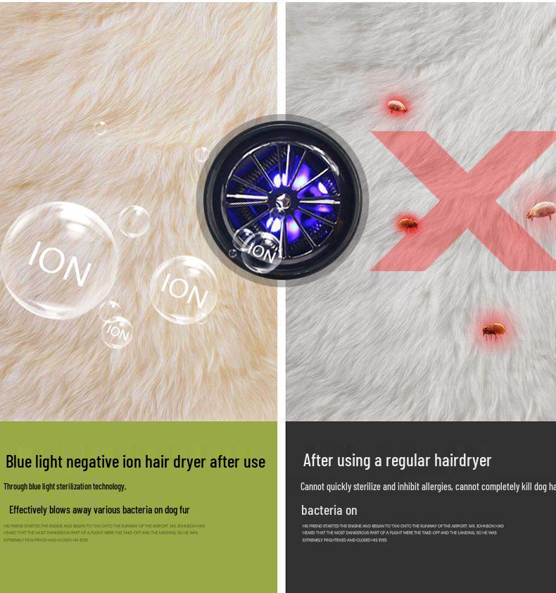 Vysoce výkonný, nízko hlučný fén na srst pro psy a kočky s péčí o negativní ionty